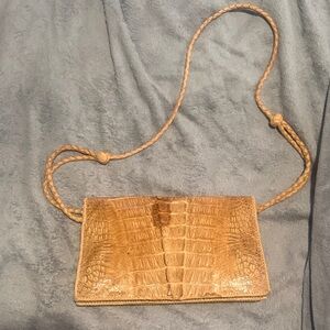 Elegant Tan Crocodile-Embossed Women's Bag